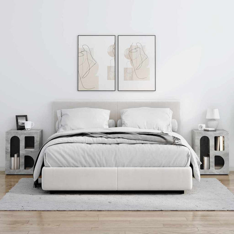 vidaXL Éjjeli asztal 2 pcs Beton Szürke 40 x 35 x 50 cm Faanyag