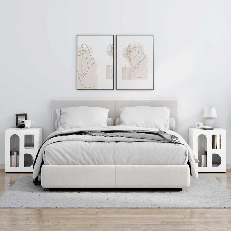 vidaXL Éjjeli asztal 2 pcs Magas Fényű Fehér 40 x 35 x 50 cm Faanyag