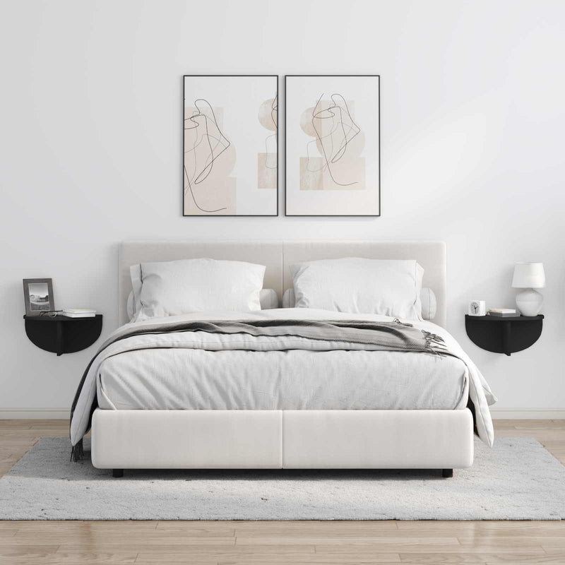 vidaXL Falpolc Falra szerelhető 2 pcs Fekete 38 x 19 x 19 cm Faanyag