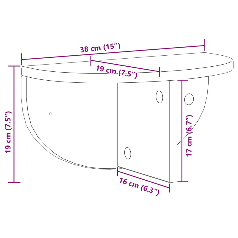 vidaXL Falpolc Falra szerelhető Öreg fa 38 x 19 x 19 cm Faanyag