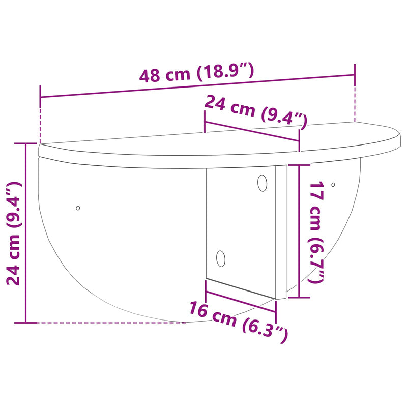 vidaXL Falpolc Falra szerelhető Beton Szürke 38 x 19 x 19 cm Faanyag