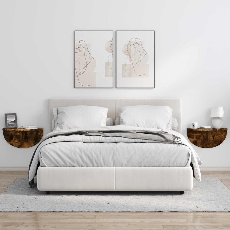 vidaXL Falpolc 2 pcs Füstölt tölgy 38 x 19 x 19 cm Faanyag