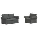 vidaXL Kanapé Szett 2 pcs Sötétszürke 155 x 82 x 80 cm szövet