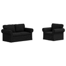 vidaXL Kanapé Szett 2 pcs Fekete 155 x 82 x 80 cm szövet