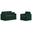 vidaXL Kanapé Szett 2 pcs Sötétzöld 138 x 78 x 80 cm Bársony