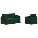 vidaXL Kanapé Szett 2 pcs Sötétzöld 158 x 78 x 80 cm Bársony