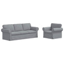 vidaXL Kanapé Szett 2 pcs Világosszürke 215 x 82 x 80 cm szövet