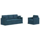 vidaXL Kanapé Szett 2 pcs Kék 198 x 78 x 80 cm Bársony