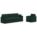 vidaXL Kanapé Szett 2 pcs Sötétzöld 228 x 78 x 80 cm Bársony