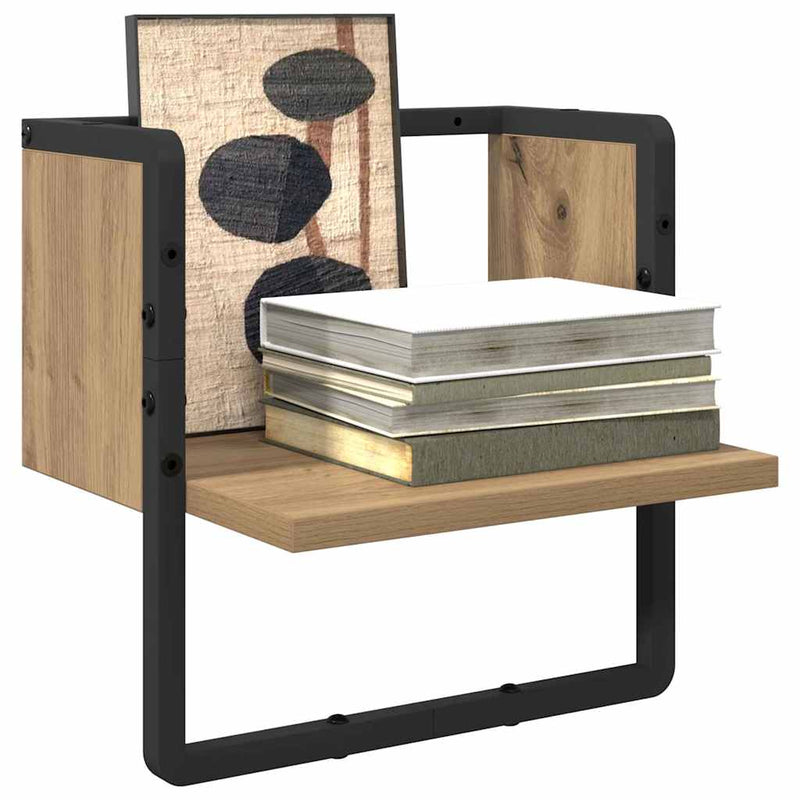 vidaXL Falpolc polcokkal Művészi tölgy 30 x 25 x 30 cm Faanyag