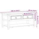 vidaXL Dohányzóasztal fiókkal Fehér 100 x 48 x 45 cm Tömör Fenyőfa