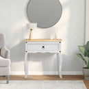 vidaXL Konzolasztal fiókkal Fehér 73 x 35 x 73 cm Tömör fenyőfa