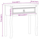vidaXL Konzolasztal fiókkal Fehér 73 x 35 x 73 cm Tömör fenyőfa
