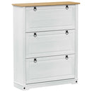 vidaXL Cipőszekrény Corona Fehér 99 x 32 x 122 cm Tömör fenyőfa