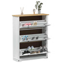 vidaXL Cipőszekrény Corona Fehér 99 x 32 x 122 cm Tömör fenyőfa