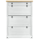 vidaXL Cipőszekrény Corona Fehér 99 x 32 x 138 cm Tömör fenyőfa