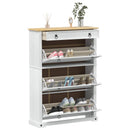 vidaXL Cipőszekrény Corona Fehér 99 x 32 x 138 cm Tömör fenyőfa