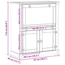 vidaXL Bortároló szekrény Fehér 97 x 45 x 114 cm Tömör fenyőfa
