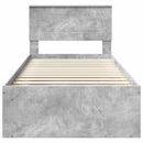 vidaXL Ágykeret fejtámlával Beton Szürke 100 x 200 cm Faanyag