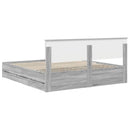 vidaXL Ágykeret fiókkal Szürke Sonoma 200 x 200 cm Mérnöki Fa