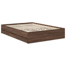 vidaXL Ágykeret fiókkal tárolóval Barna Tölgy 135 x 190 cm Mérnöki Fa