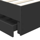 vidaXL Ágykeret fiókkal fejtámlával Fekete 100 x 200 cm Mérnöki Fa