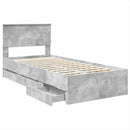 vidaXL Ágykeret fiókkal tárolóval Beton Szürke 90 x 190 cm Mérnöki Fa