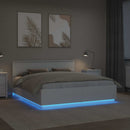 vidaXL Ágykeret LED -es lámpákkal Fehér 200 x 200 cm Faanyag