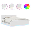 vidaXL Ágykeret LED -es lámpákkal Fehér 200 x 200 cm Faanyag