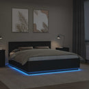 vidaXL Ágykeret LED -es lámpákkal Fekete 200 x 200 cm Faanyag