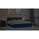 vidaXL Ágykeret LED -es lámpákkal Fekete 200 x 200 cm Faanyag