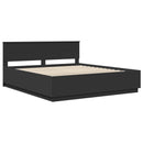 vidaXL Ágykeret LED -es lámpákkal Fekete 200 x 200 cm Faanyag
