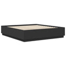 vidaXL Ágykeret LED -es lámpákkal Fekete 200 x 200 cm Faanyag