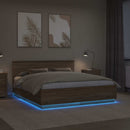 vidaXL Ágykeret LED szalagokkal Sonoma tölgy 200 x 200 cm Faanyag