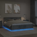 vidaXL Ágykeret LED szalagokkal Beton Szürke 200 x 200 cm Faanyag