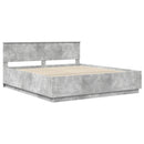 vidaXL Ágykeret LED szalagokkal Beton Szürke 200 x 200 cm Faanyag