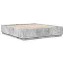 vidaXL Ágykeret LED szalagokkal Beton Szürke 200 x 200 cm Faanyag