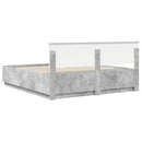vidaXL Ágykeret LED szalagokkal Beton Szürke 200 x 200 cm Faanyag