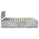 vidaXL Ágykeret LED szalagokkal Beton Szürke 200 x 200 cm Faanyag