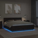 vidaXL Ágykeret LED -es lámpákkal Füstölt tölgy 200 x 200 cm Faanyag