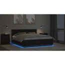 vidaXL Ágykeret LED -es lámpákkal Füstölt tölgy 200 x 200 cm Faanyag