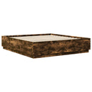vidaXL Ágykeret LED -es lámpákkal Füstölt tölgy 200 x 200 cm Faanyag
