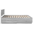 vidaXL Ágykeret LED -es lámpákkal Szürke Sonoma 200 x 200 cm Faanyag