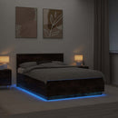 vidaXL Ágykeret LED -es lámpákkal Füstölt tölgy 150 x 200 cm Faanyag