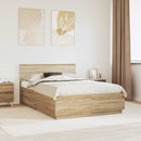 vidaXL Ágykeret LED -es lámpákkal Sonoma tölgy 140 x 190 cm Faanyag