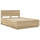 vidaXL Ágykeret LED -es lámpákkal Sonoma tölgy 140 x 190 cm Faanyag