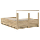 vidaXL Ágykeret LED -es lámpákkal Sonoma tölgy 140 x 190 cm Faanyag