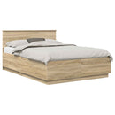 vidaXL Ágykeret LED -es lámpákkal Sonoma tölgy 140 x 190 cm Faanyag