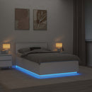 vidaXL Ágykeret LED -es lámpákkal Fehér 135 x 190 cm Faanyag