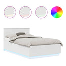 vidaXL Ágykeret LED -es lámpákkal Fehér 135 x 190 cm Faanyag